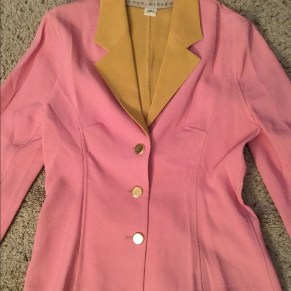 Todd Oldham Vintage 80 Rayon Pink Gold Dress Jacket Skirt Suit Y2K Office Siren - Picture 4 of 8